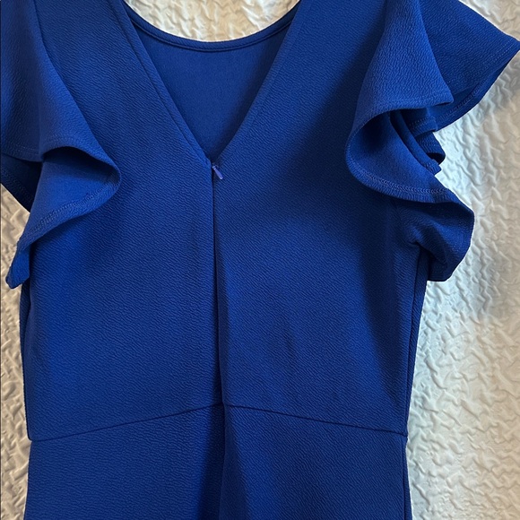 Chic Blue Ruffle Mini Dress - Picture 4 of 4
